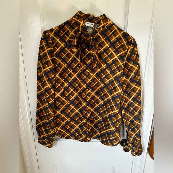 Saint Laurent Navy and Mustard Geometric Top - Picture 1 of 6